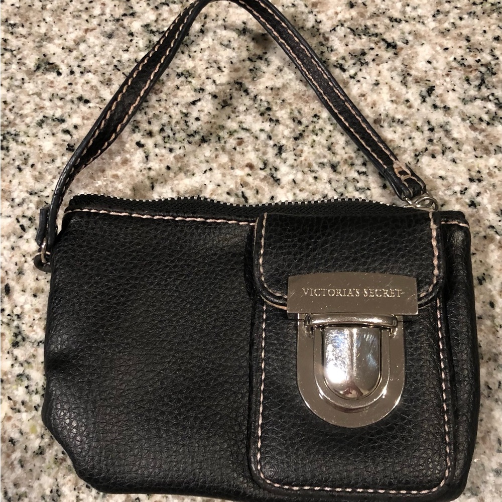 Vintage Victoria's Secret Black Leather Wristlet